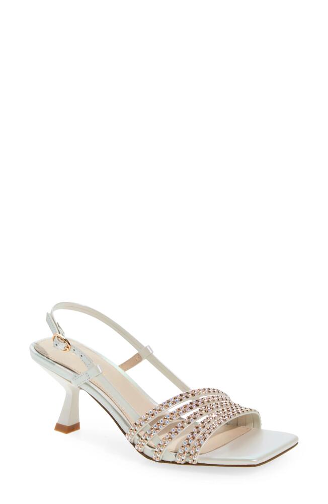 Cecelia New York Kasper Square Toe Sandal in Pearl White Jewel Cover