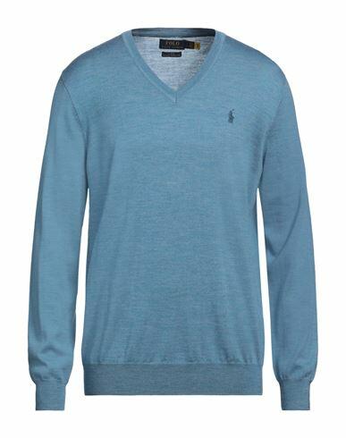 Polo Ralph Lauren Slim Fit Washable Wool V-neck Sweater Man Sweater Azure Merino Wool Cover