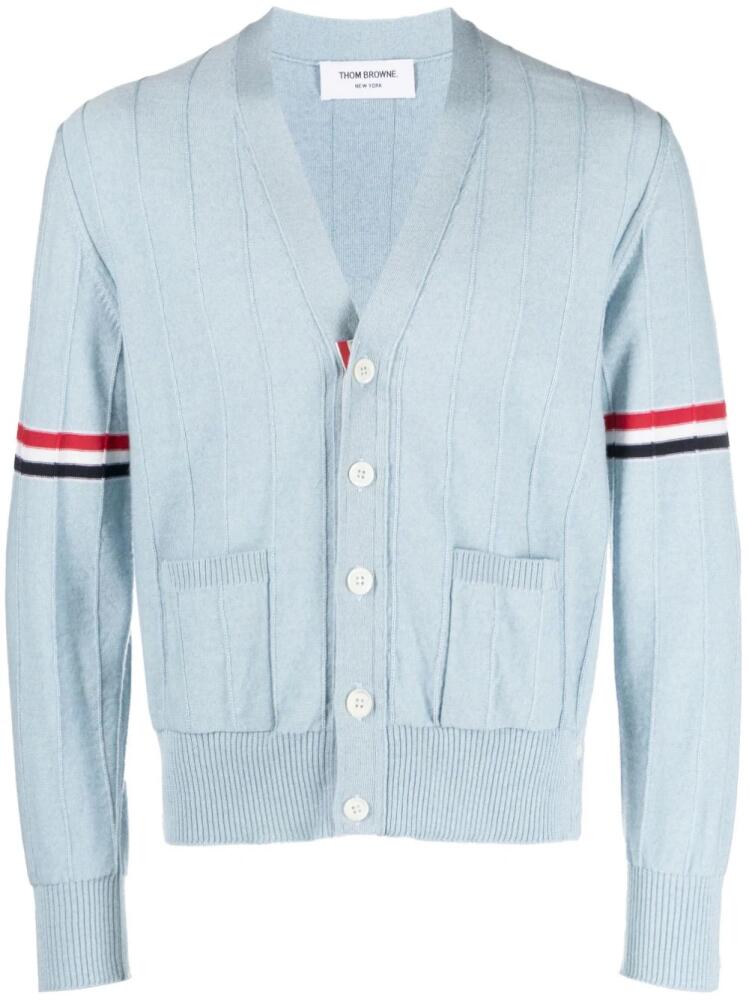 Thom Browne RWB-stripe virgin-wool cardigan - Blue Cover