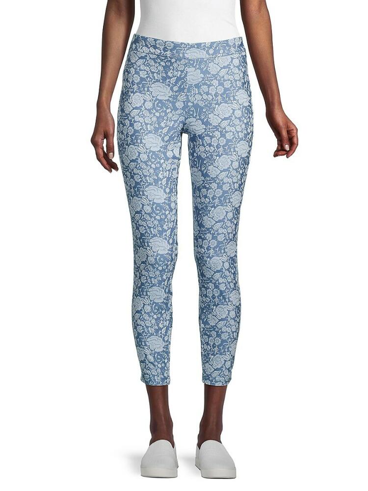 NANETTE nanette lepore Women's Pull-On Floral-Print Capris - Blue White Cover