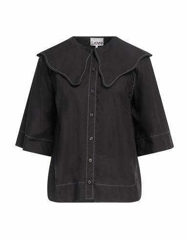 Ganni Woman Shirt Black Organic cotton Cover