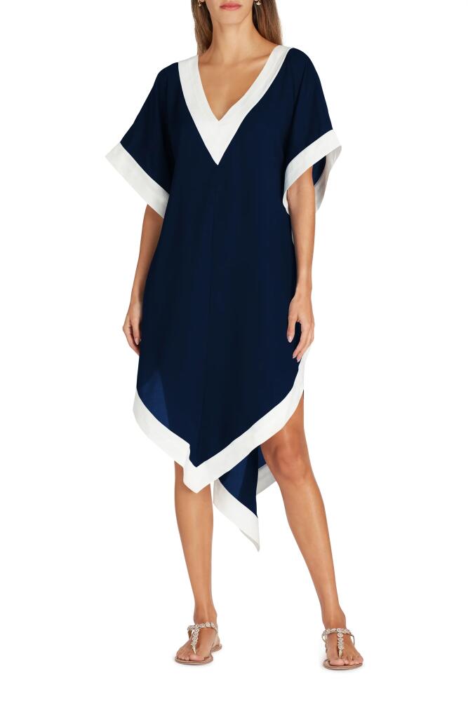 VALIMARE Aria High-Low Crepe de Chine Cover-up Dress in Navy Blue Cover