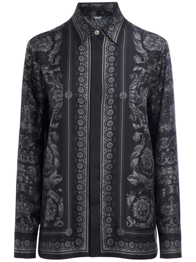 VERSACE Barocco Print Silk Twill Formal Shirt Cover