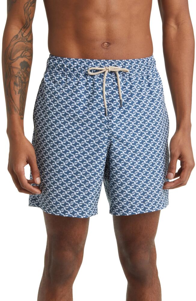 Fair Harbor The Bayberry Swim Trunks in Navy Geo Cover