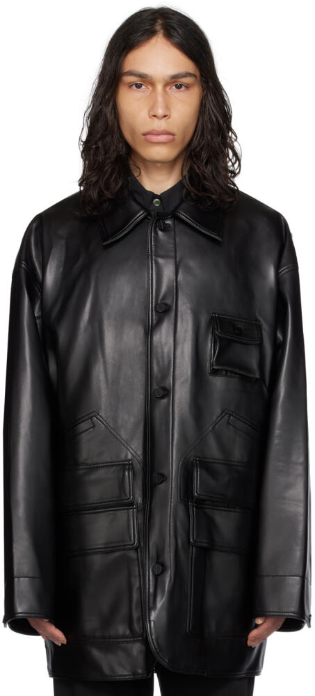 WOOYOUNGMI Black Hardware Faux-Leather Jacket Cover