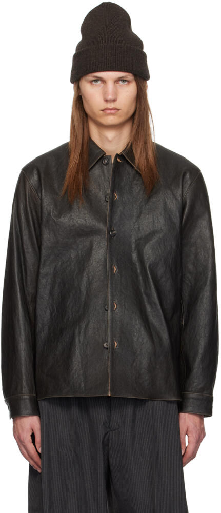 OUR LEGACY Black Welding Leather Overshirt Cover