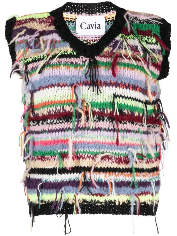 CAVIA distressed V-neck top - Multicolour Cover