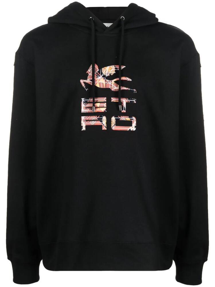 ETRO logo-print detail hoodie - Black Cover