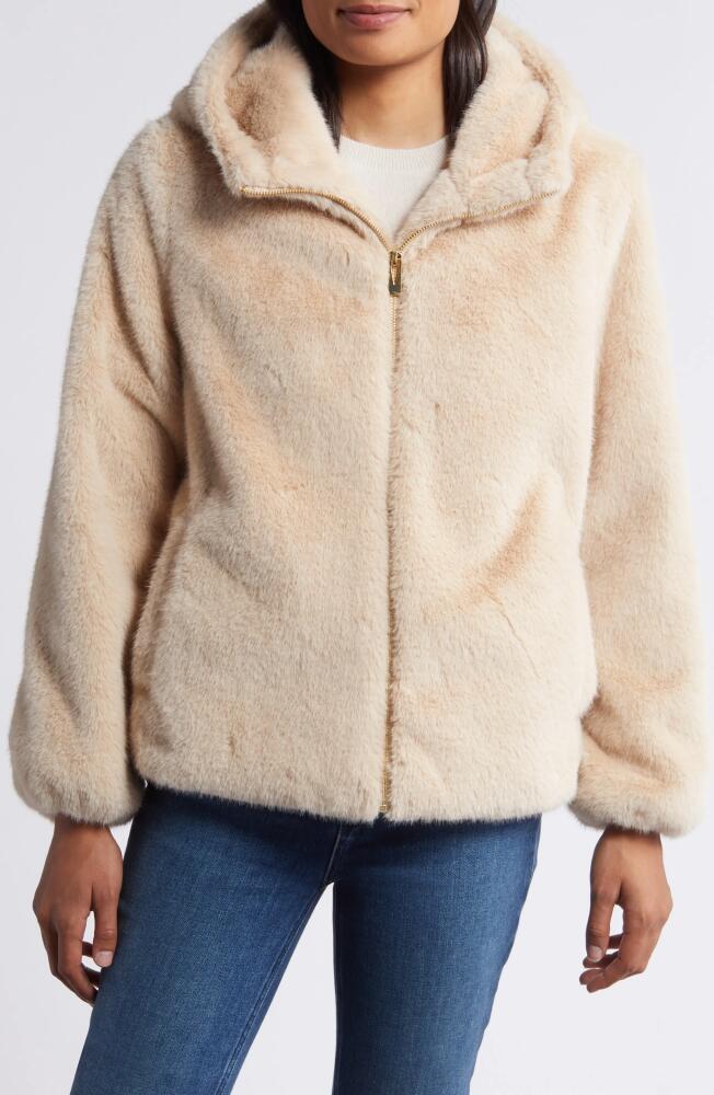 Via Spiga Hooded Faux Fur Jacket in Beige Cover