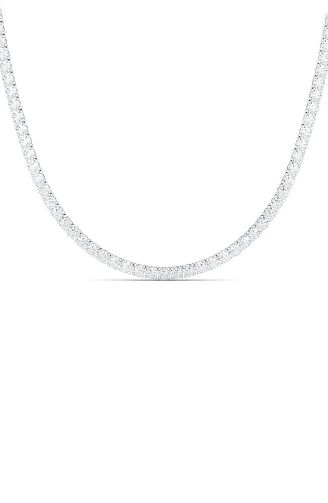 HauteCarat Lab Created Diamond Tennis Necklace in 14K White Gold Cover