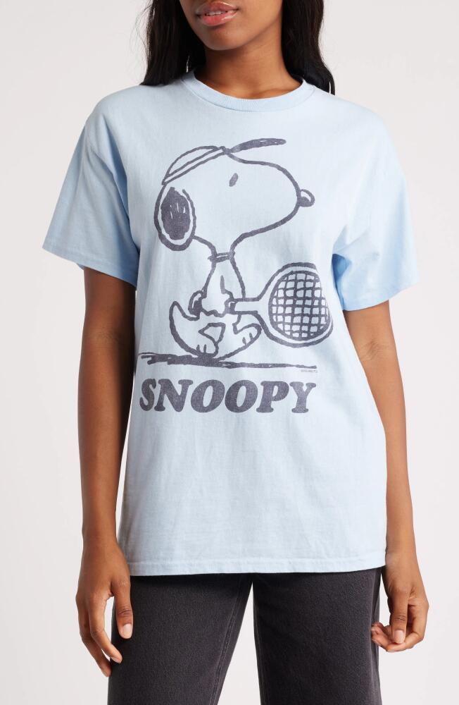 Junk Food Snoopy Tennis Graphic T-Shirt in Light Blue Cover