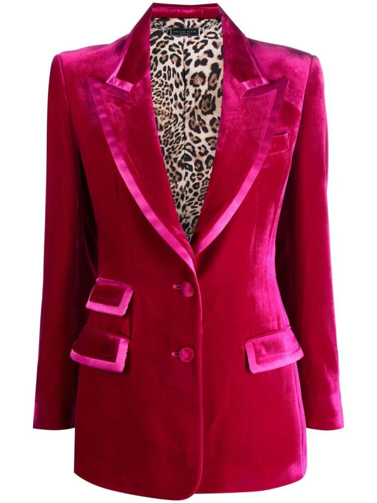 Philipp Plein contrasting-trim velvet blazer - Pink Cover