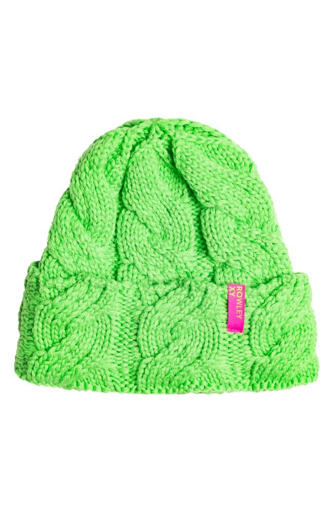 Roxy x Rowley Cable Stitch Beanie in Green Flash Cover