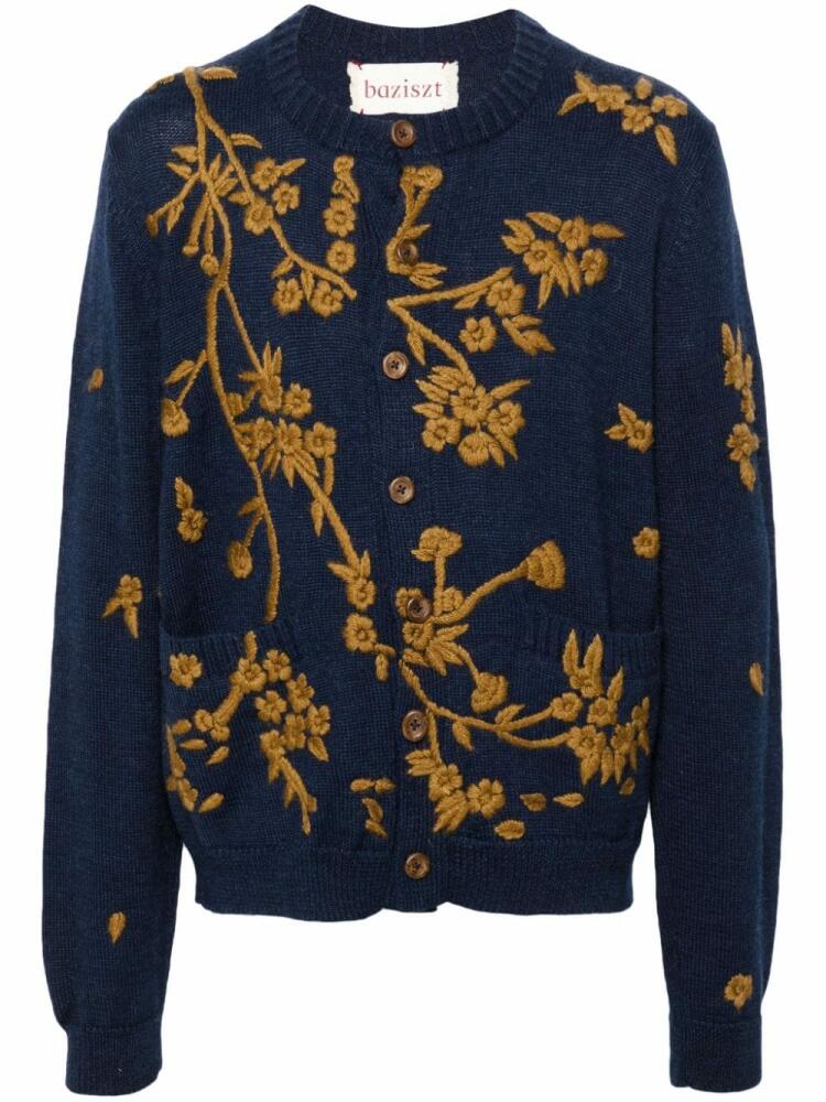 Baziszt floral-embroidered cardigan - Blue Cover