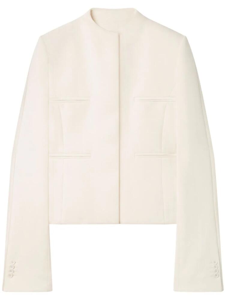 Courrèges Heritage concealed-fastening crepe jacket - White Cover