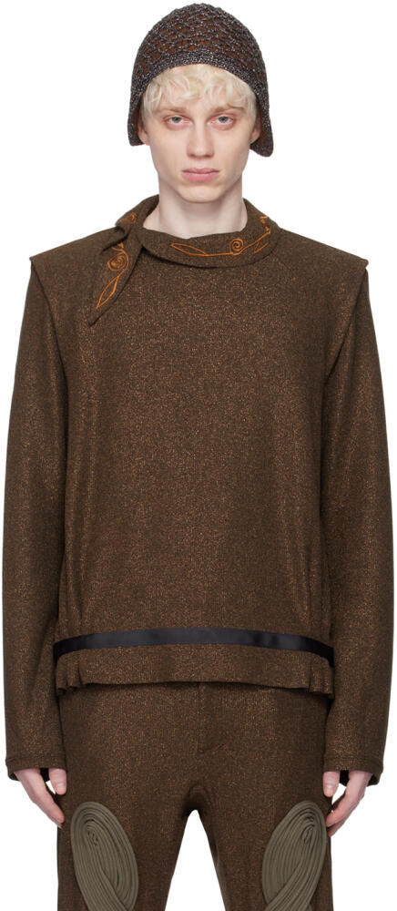 Kiko Kostadinov Brown Wrapped Collar Sweater Cover