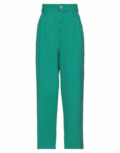 Kaos Woman Pants Emerald green Linen, Cotton Cover