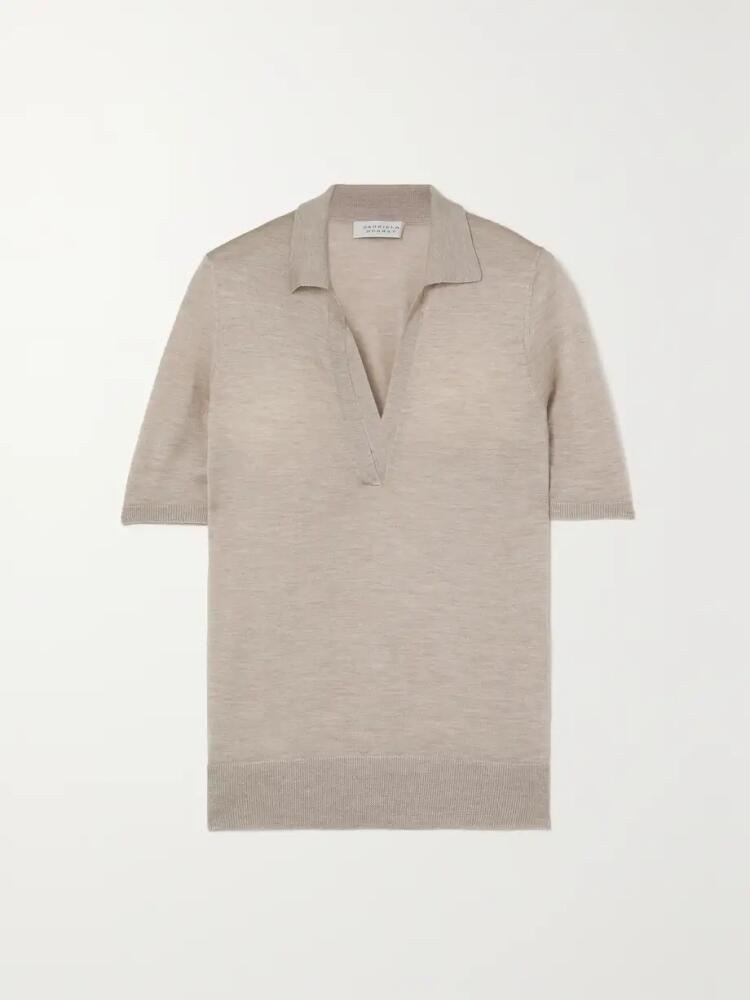 Gabriela Hearst - Frank Cashmere And Silk-blend Polo Shirt - Neutrals Cover