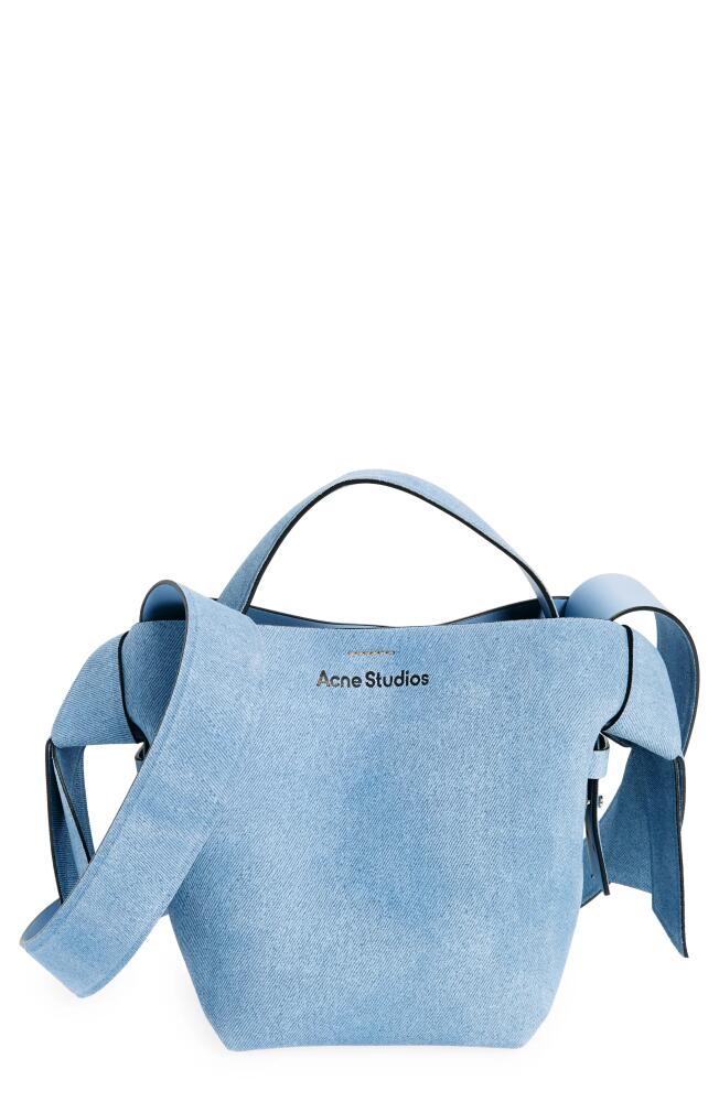 Acne Studios Mini Musubi Suede Crossbody Bucket Bag in Light Blue Cover