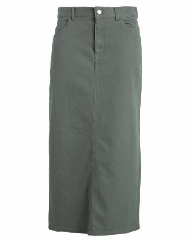 Max & co. Woman Denim skirt Military green Cotton, Elastane Cover