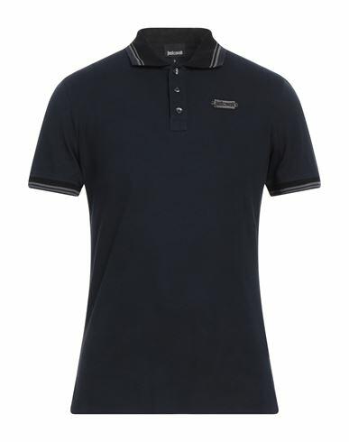 Just Cavalli Man Polo shirt Midnight blue Cotton, Elastane Cover