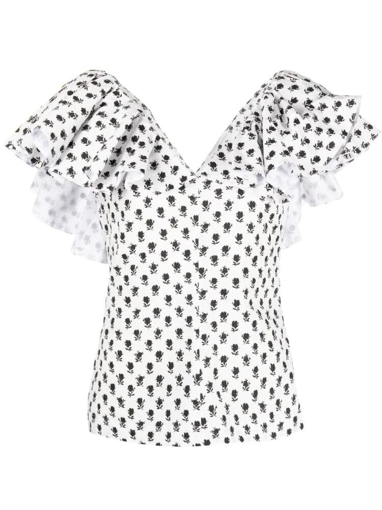 Philosophy Di Lorenzo Serafini floral-print ruffled top - White Cover