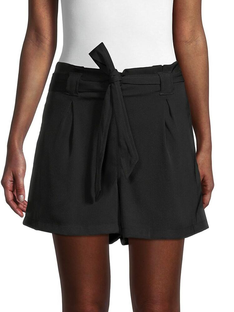 Max Studio Women's Belted Paperbag Shorts - Black Cover