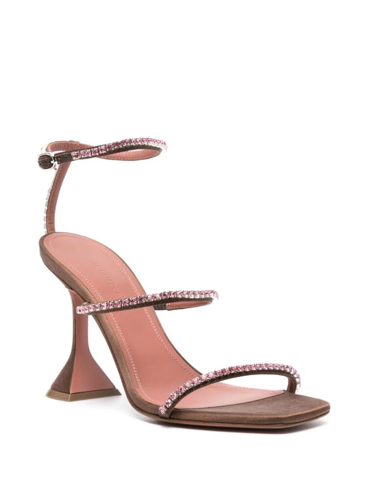 Amina Muaddi Gilda crystal embellished sandals - Brown Cover