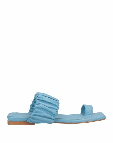 Marc Ellis Woman Thong sandal Sky blue Soft Leather Cover