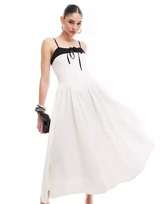 Extro & Vert corset top pleated midi dress in white Cover