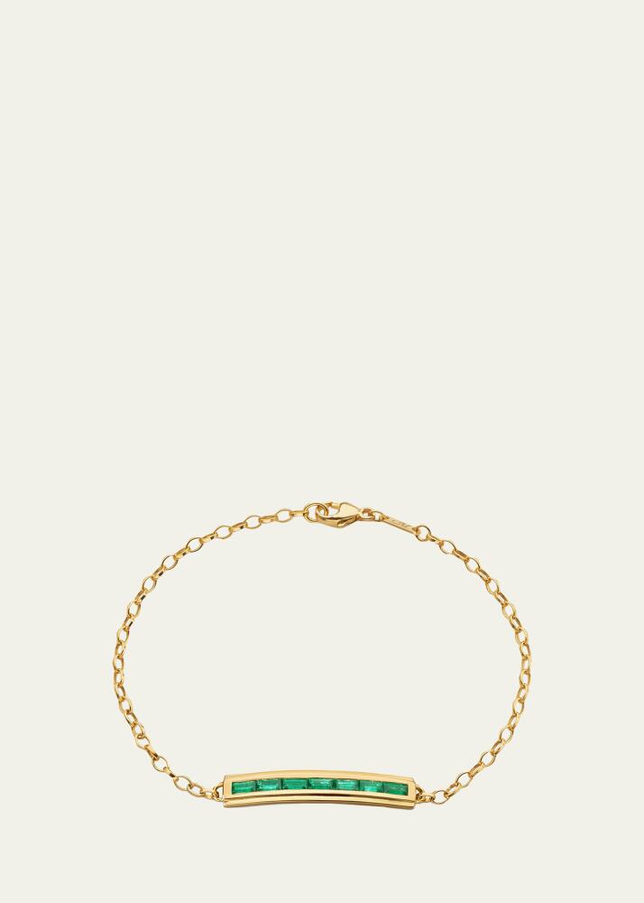 Monica Rich Kosann 18K YELLOW GOLD POESY BRACELET WITH BAGUETTE EMERALDS AND ENGRAVED CARPE DIEM Cover