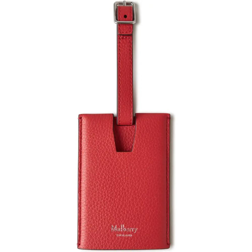 Mulberry Leather Luggage Tag in Hibiscus Red Cover