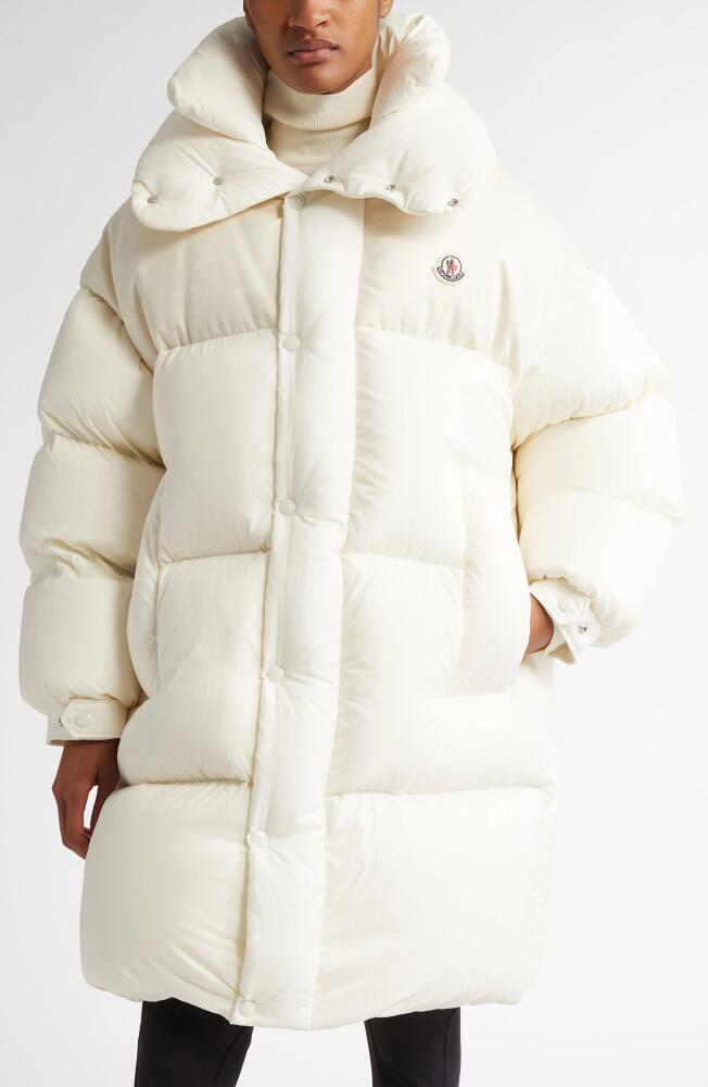 Moncler Verone Longline Down Puffer Parka in Natural Cover