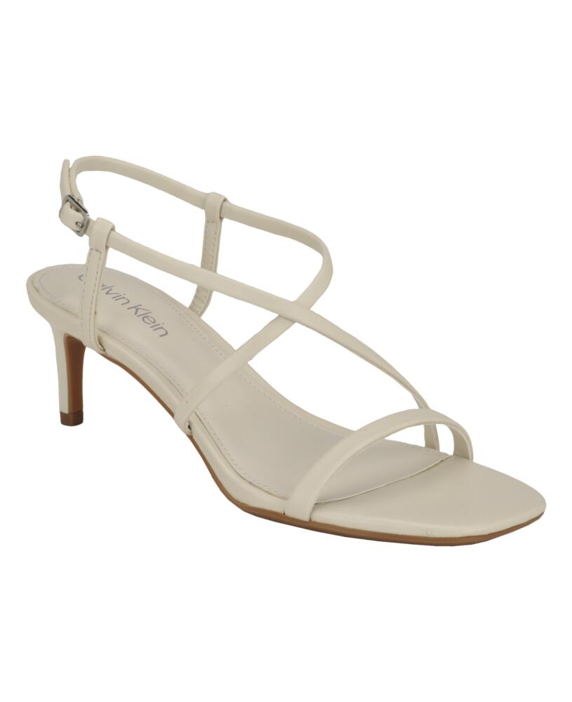 Calvin Klein Women's Ishaya Strappy Low Heel Dress Sandals - Ivory Cover