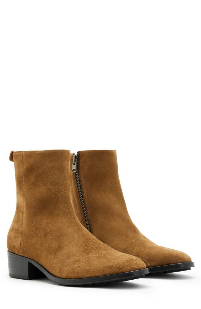 AllSaints Bonham Suede Zip Boot in Tobacco Cover