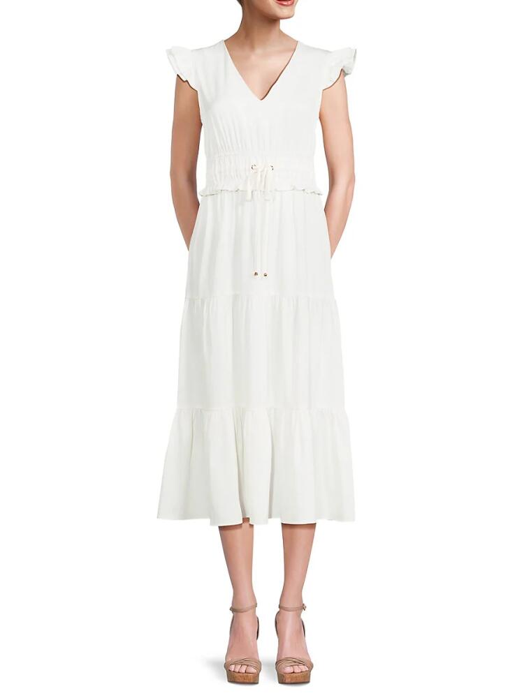 Area Stars Women's Etten Ruffle Tiered Midi Dress - White Cover