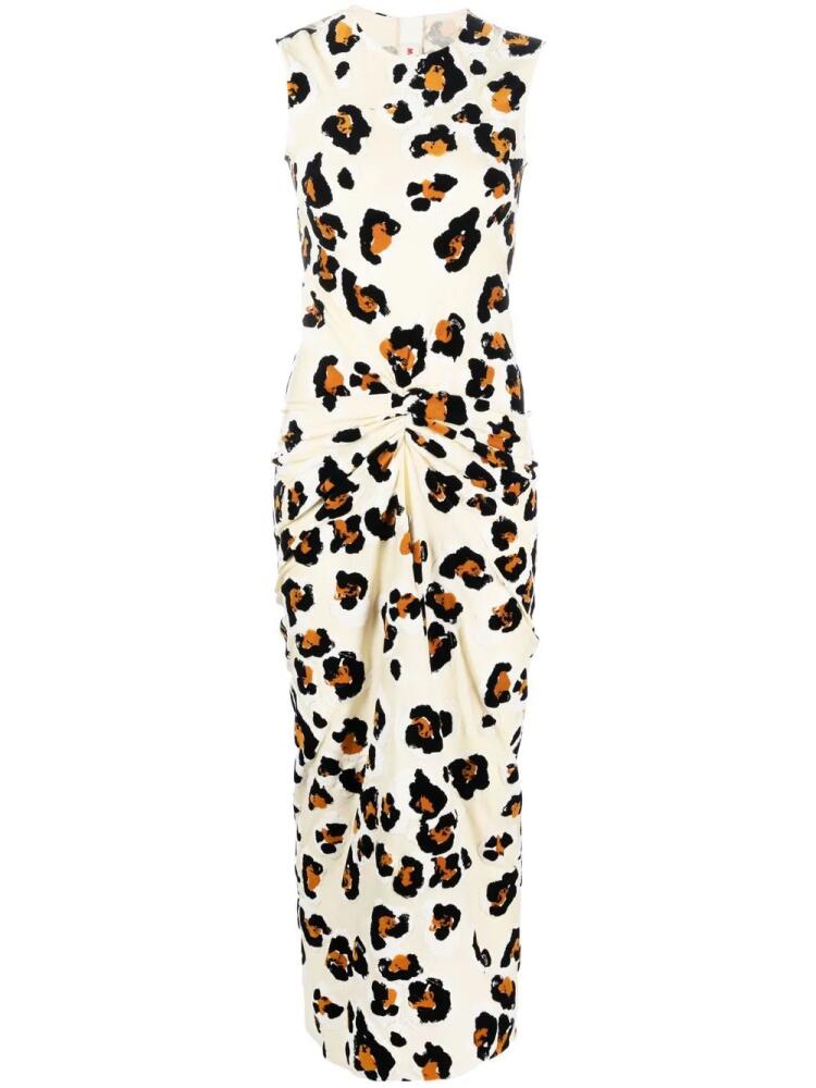 Marni leopard-print twist-detail dress - Neutrals Cover