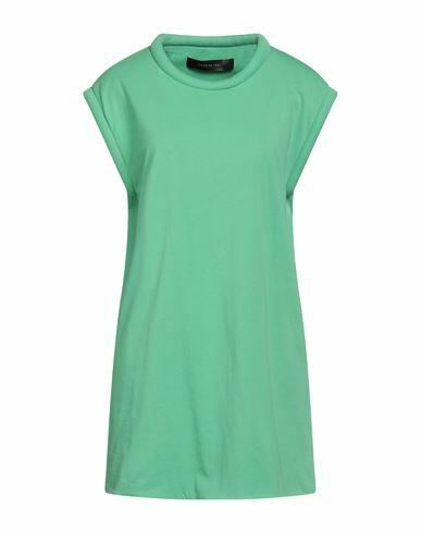 Federica Tosi Woman T-shirt Green Cotton, Acrylic Cover