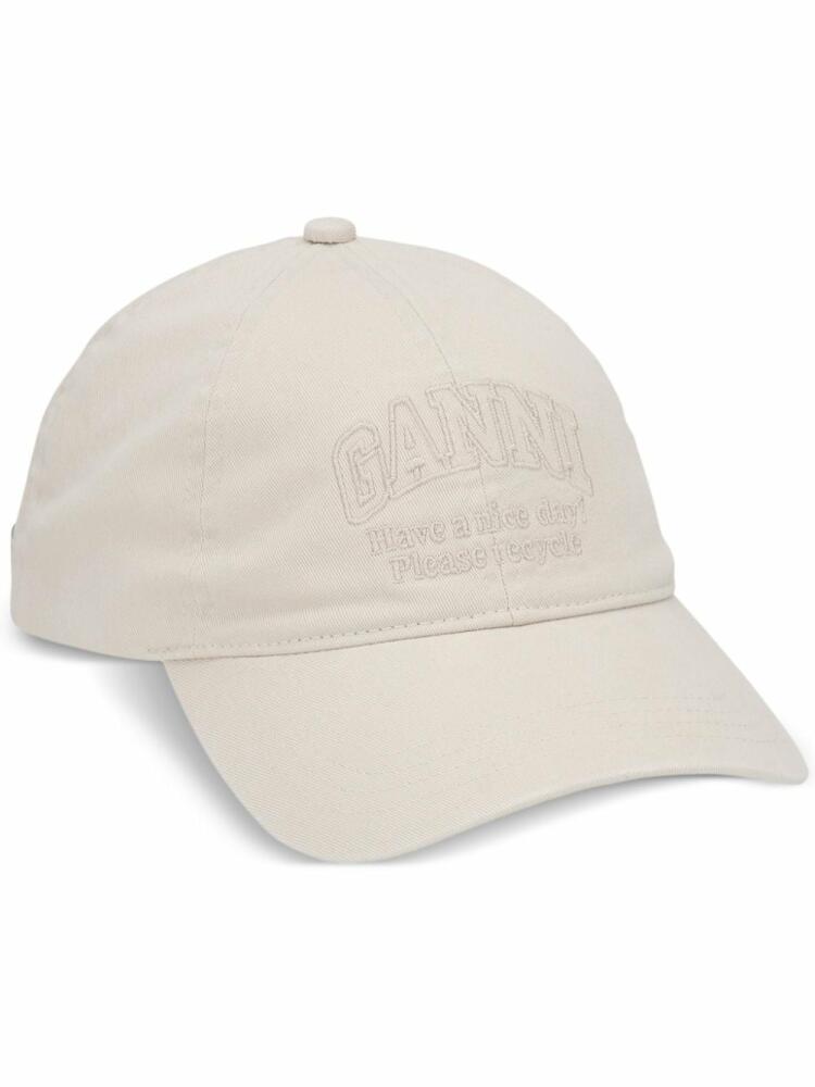 GANNI logo-embroidered cotton cap - Neutrals Cover