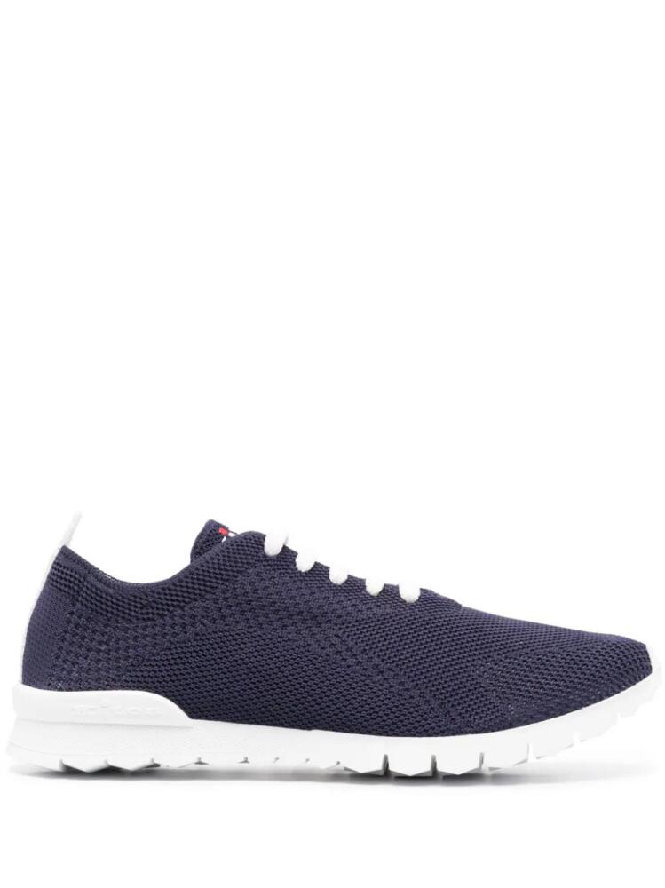 Kiton logo-embroidered knit sneakers - Blue Cover