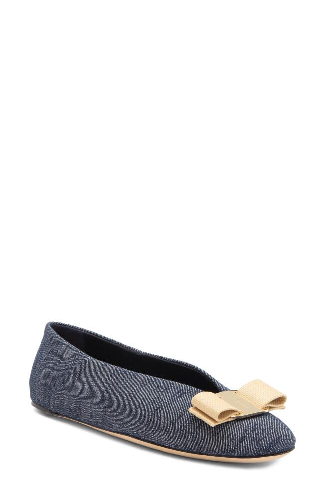 FERRAGAMO Vanna Bow Denim Ballet Flat Cover