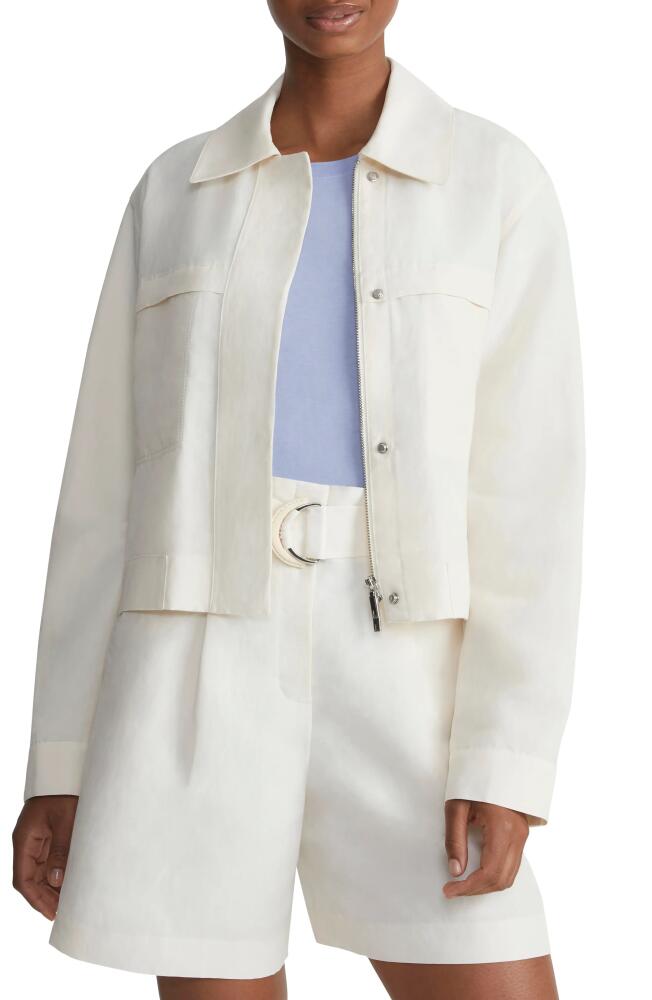 Lafayette 148 New York Tapered Silk & Linen Bomber Jacket in Alabaster Cover