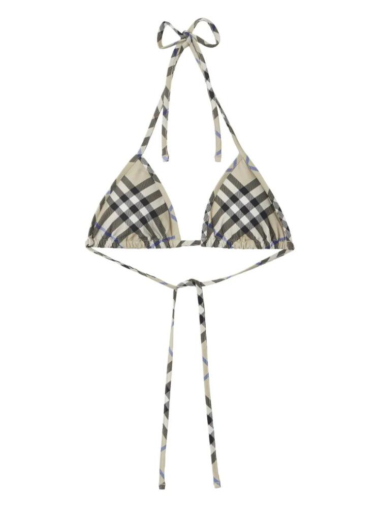 Burberry triangle-cup checked bikini top - Neutrals Cover