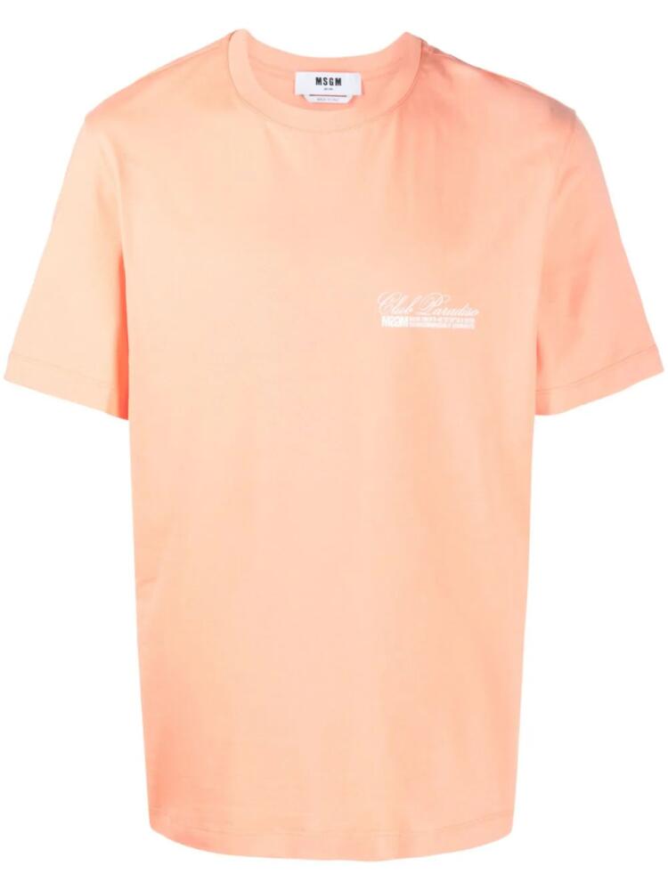 MSGM logo-print cotton T-shirt - Orange Cover