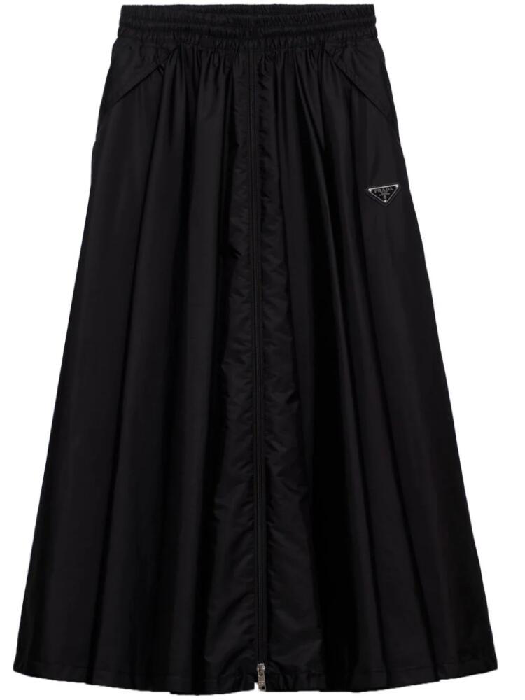 Prada triangle-logo zipped maxi skirt - Black Cover