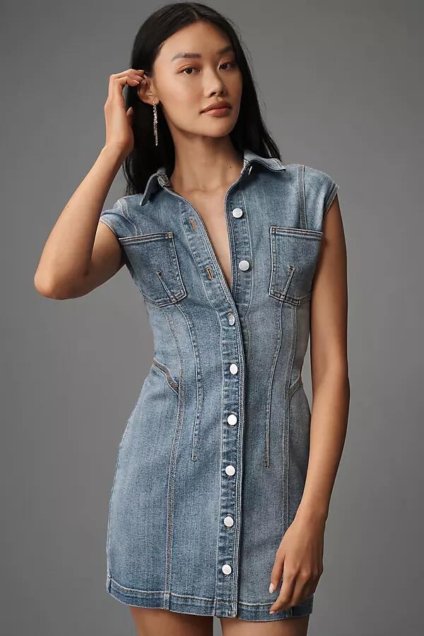 Pilcro Seamed Button-Front Denim Mini Dress Cover