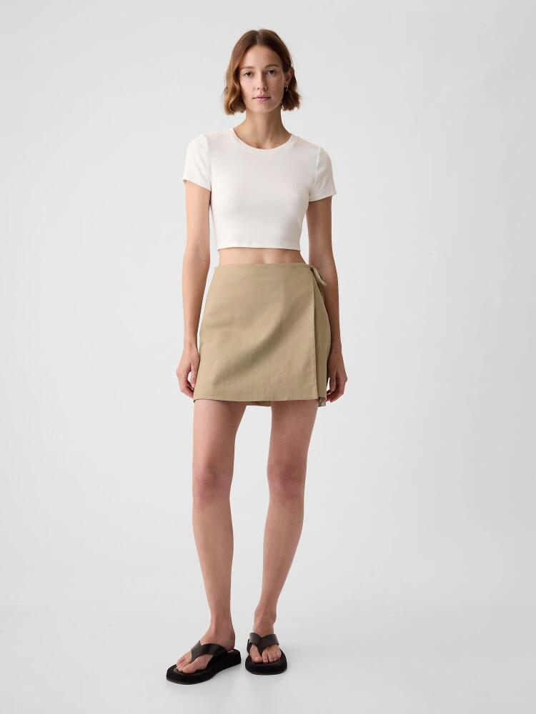 Gap Linen-Cotton Wrap Mini Skirt Cover