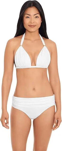 Lauren Ralph Lauren Beach Club Solids Molded Cup Halter Top (White) Women's Swimwear Cover