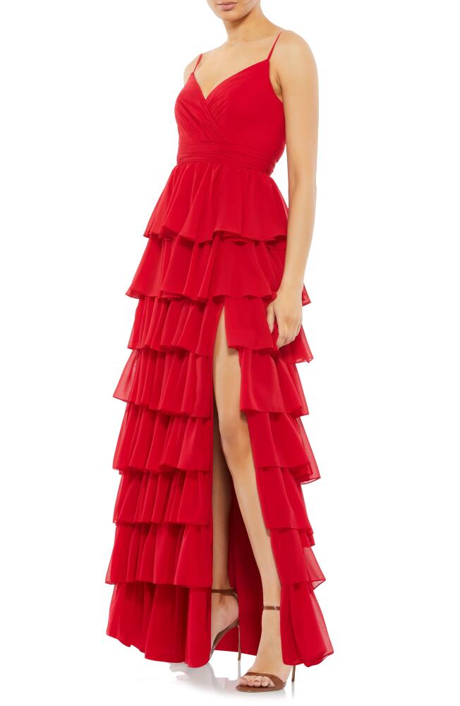 Mac Duggal Tiered Ruffle Empire Waist Chiffon Gown Cover