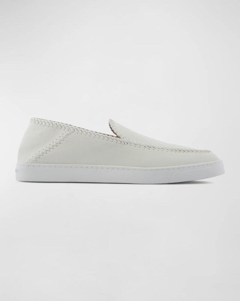 Giorgio Armani Men's Woven Leather Slip-On Sneakers Cover